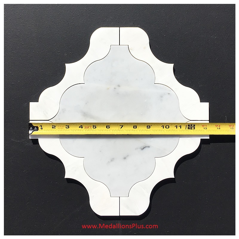 Carrara And White Marble Waterjet Cut Tile - Design 47L